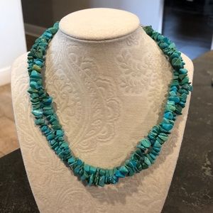 Genuine turquoise and silver necklace.
